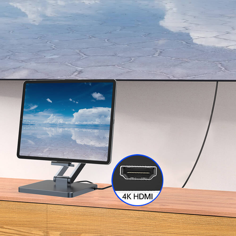 Wiwu AH801 8in1 HDMI (4K@60Hz) Girişli Type-C Hub Bağlantı İstasyonlu Ayarlanabilir Tablet Standı Wiwu AH801 8in1 HDMI (4K@60Hz) Girişli Type-C Hub Bağlantı İstasyonlu Ayarlanabilir Tablet Standı